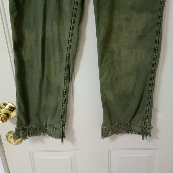 Free People Green Pacific Womens Green Cropped Cotton Pants Size 31 - Picture 6 of 11